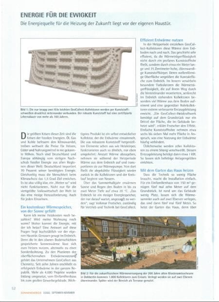 Zeitschrift „Sonnenenergie“ berichtet über GeoCollect in der Modernisierung