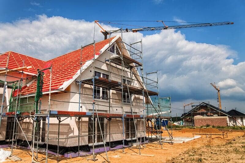 Foto einer Baustelle eines Eigenheims