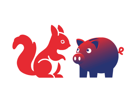 Icon mit Eichhörnchen und Sparschein